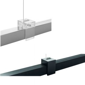 SYBILLA Lange schmale LED Linien-Pendelleuchte hhenverstellbar Oberflche in matt Schwarz oder Silber-grau.
