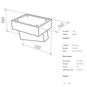GENF Architektonische Auenwandleuchte Abmessung und Lumen der Wandleuchte.