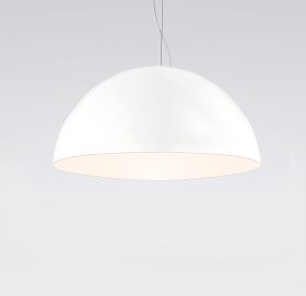 AMEDEO Halbkugel Pendelleuchte mit 50 cm Durchmesser Halbkugel Pendelleuchte aus Metall in matt Wei.