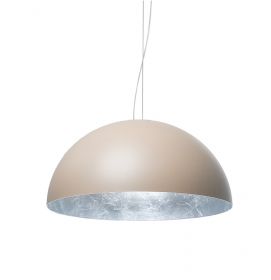 AMEDEO Halbkugel Pendelleuchte mit 50 cm Durchmesser Hngeleuchte in Sahara Beige mit Blattsilber Innenseite.