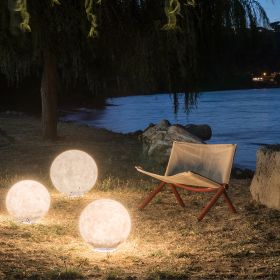 MOON garden light made of white synthetic resin