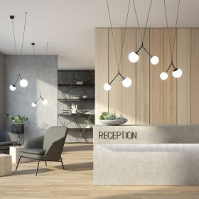 ZED Design Hngeleuchte mit Glaskugeln Minimalistische Design Lampe, Beleuchtung Rezeption.