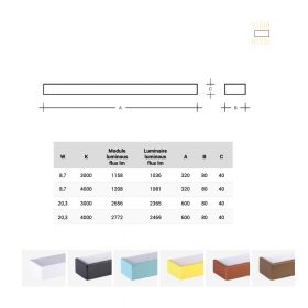 IZAR METAL Lngliche Wandleuchte Up&Down Light Abmessung und Lumen der langen Wandlampe.