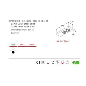 DOMINO SFEROS Dimmable ceiling spotlight 2er Deckenspot Abmessung.