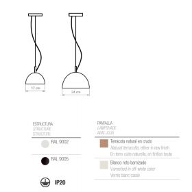 ABSIS Pendellampe mit Keramik-Lampenschirm Abmessung Pendellampe Keramikschirm.