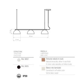 ABSIS hanging lamp, 3-light, 85 cm long