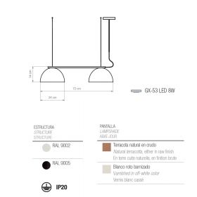 ABSIS Hngelampe 2-flammig 72 cm lang