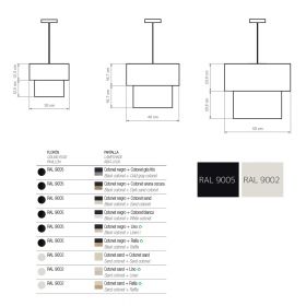 CAIN DOUBLE Design pendant light with textile Pendellampe aus Spanien, Abmessung.