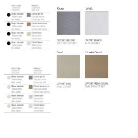 CAIN Design table lamp with textile Lampenschirm Textil in Grau, Sand, dunkel Sand und Wei.