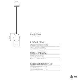 CARUS pendant lamp made of oak wood Spot-Pendellampe Details.