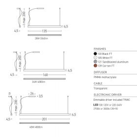 BORS line pendant light in industrial style Abmessungen der Linienleuchte.