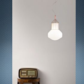 AVIGNON Italienische Design-Pendellampe Glnzender Opalglas-Lampenschirm fr warm-weies Licht.