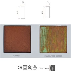 LONA wall lamp in rust or copper oxide Abmessung der Wandlampe.