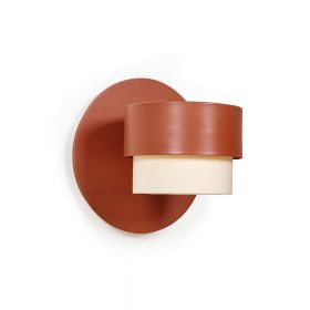 CAIN L design wall lamp with textile Besondere RAL Design Farbe Autumn Red.