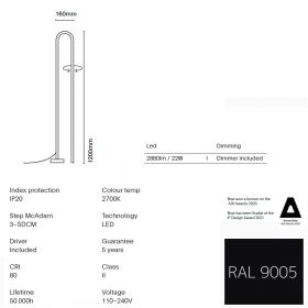BOW Design Stehlampe mit Dimmer Moderne Stehlampe in tollen Farben.