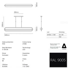 BOW Design Hngeleuchte Abmessungen der Hngeleuchte.