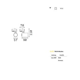 BYTE Beweglicher Spot fr GU10 Leuchmittel Abmessungen des Spots.
