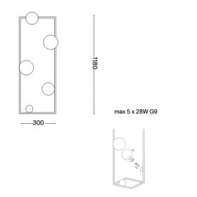 ANGOLO floor standing lamp with five spherical glasses