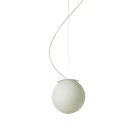 LUNA Mond-Leuchte aus weiem Kunstharz Kleine Pendellampe mit 18 cm Dm.