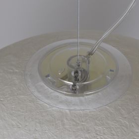 LUNA moon lamp made of white synthetic resin Detail der Aufhngung mit Stahlseil.