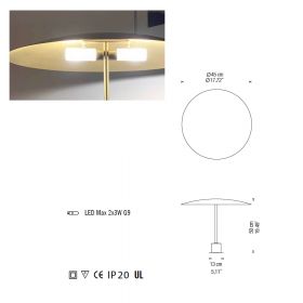 DRUMS Groe Design-Tischleuchte Abmessungen der groen Tischlampe.