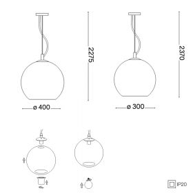 TOVA Hängelampe Glaskugel Glas-Kugel in 30 oder 40 cm.