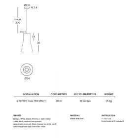 KORA S pendant light with colored shade Abmessungen der spanischen Pendelleuchten.