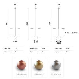 MIORI Small spherical glass pendant light 
