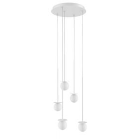 MIORI 5-flammige Kugelglas-Pendellampe Ausfhrung der Leuchte in Wei.