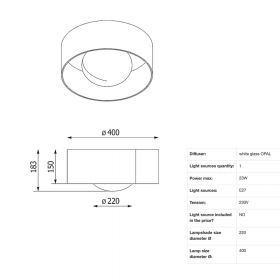 KOBE ceiling light wood and opal glass