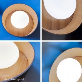 KOBE ceiling light wood and opal glass