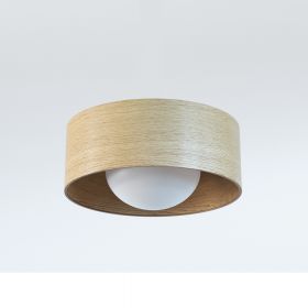 KOBE Deckenleuchte Holz und Opalglas Deckenlampe in Furnier Eiche natur.