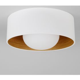 KOBE Deckenleuchte Holz und Opalglas Die groe Deckenlampe in den Farben Wei/Eiche.