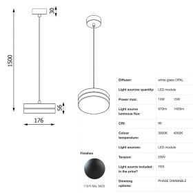 POLL Small LED pendant light Kleine LED Hngelampe, Lumen und Watt.