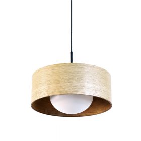 KOBE Pendellampe Holz und Opalglas Pendellampe mit Furnierholz Eiche Natur.