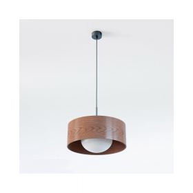 KOBE Pendellampe Holz und Opalglas Pendellampe mit Furnierholz Walnuss.