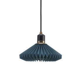 GRANVILLE pendant light with 24 cm Pendellampe, Holz und Texil in Blau.