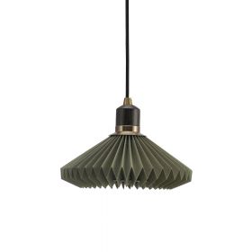 GRANVILLE pendant light with 24 cm Pendellampe, Holz und Texil in Grn.