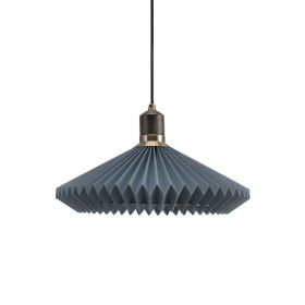 GRANVILLE Pendelleuchte mit 40 cm Pendellampe, Holz und Texil in Blau.