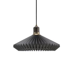 GRANVILLE Pendelleuchte mit 40 cm Pendellampe, Holz und Texil in Baun.
