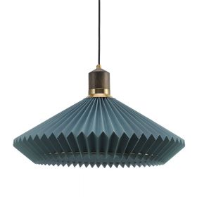 GRANVILLE Pendelleuchte mit 56 cm Pendellampe, Holz und Schirm in Blau.