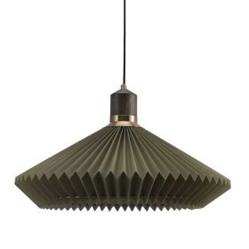 GRANVILLE Pendelleuchte mit 56 cm Pendellampe, Holz und Schirm in Grn.