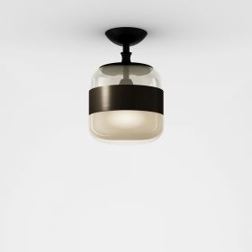 FUTURA Italian glass ceiling light Deckenleuchte, Messing und Bernstein (unten sandgestrahlt)