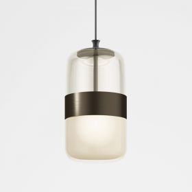 FUTURA Long glass pendant light Hochwertige Glas-Pendelleuchte mit Bernsteinfarbenen Glas.
