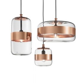 FUTURA Goe Glas-Hngeleuchte Italienische Glasleuchte mit Kupfermanschette.