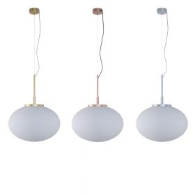OPRA Opalglas-Pendellampe gro Pendellampe mit Haltungen Kupfer, Gold, Silber.