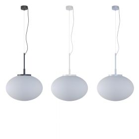 OPRA Opalglas-Pendellampe gro Pendellampe mit Haltungen Schwarz, Wei, Alu (Weialuminium)
