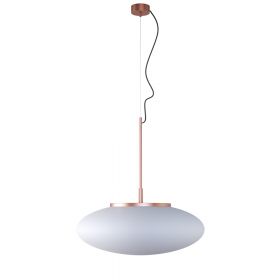 OPRA Opalglas-Pendellampe oval Glas-Pendelleuchte Halterung Kupfer.