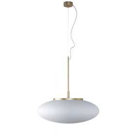OPRA Opalglas-Pendellampe oval Glas-Pendelleuchte Halterung Gold.