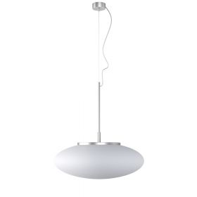 OPRA Opalglas-Pendellampe oval Glas-Pendelleuchte Halterung Silber.